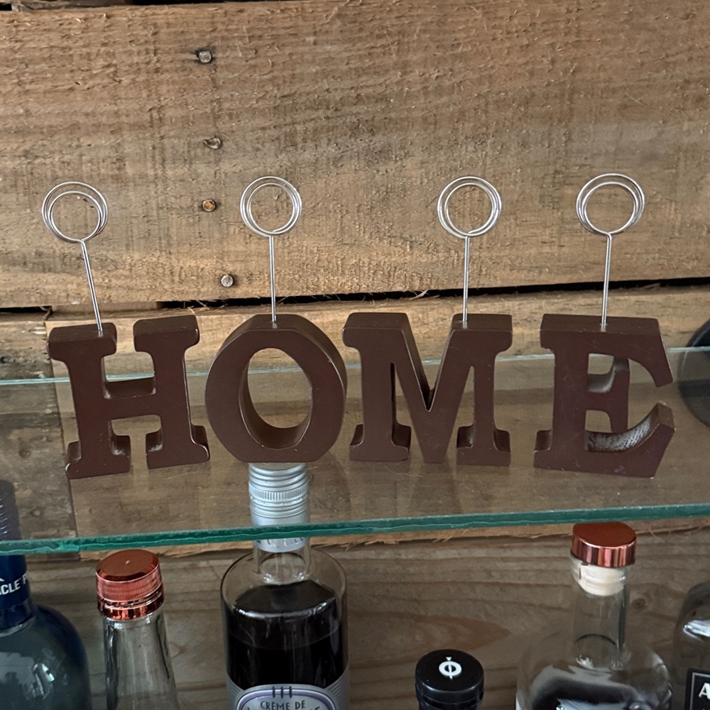 Home Decor HOME Letter Photo Holder Rustic Brown 4.5" x 2.5"